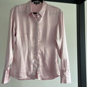 Express slim fit portofino button down shirt in light pink